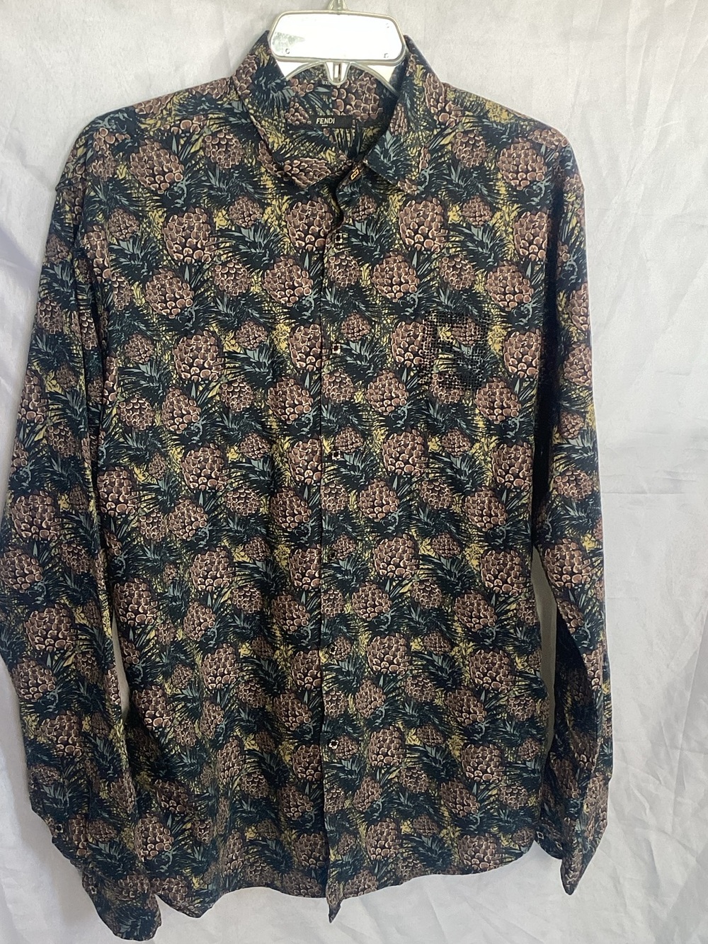 FENDI Men's Pineapple-Print Long Sleeve Shirt - Black/Brown